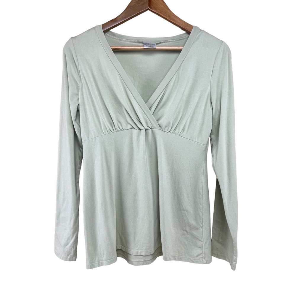 Motherhood Maternity Nursingwear Green Post Maternity Long Sleeve Shirt Size S
